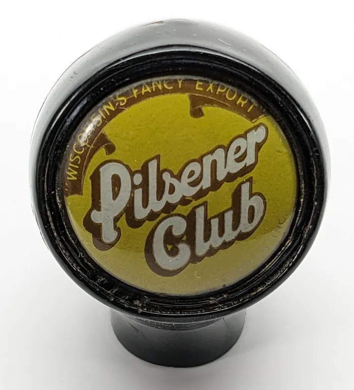 BALL TAP KNOB HANDLE PILSNER CLUB BEER WISCONSIN'S FANCY EXPORT ELCTRIC CITY BREWING KAUKAUNA WI (BASTIAN BROS)