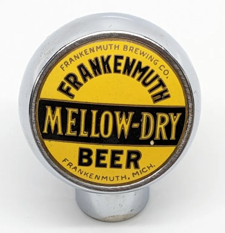 BALL TAP KNOB HANDLE MELLOW-DRY BEER FRANKENMUTH MICHIGAN (ROBBINS)