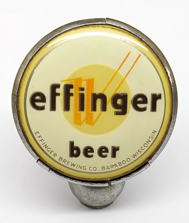 BALL TAP KNOB HANDLE EFFINGER BEER BARABOO WISCONSIN (TIN CAN STYLE)