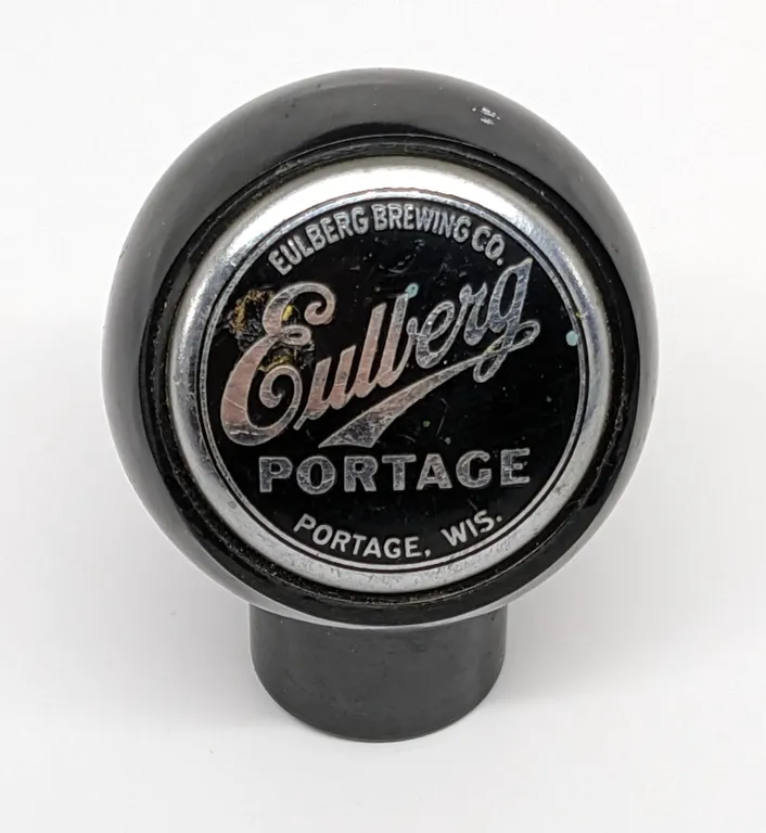BALL TAP KNOB HANDLE EULBERG BEER PORTAGE WISCONSIN (NEW ART SPECIALTIES)