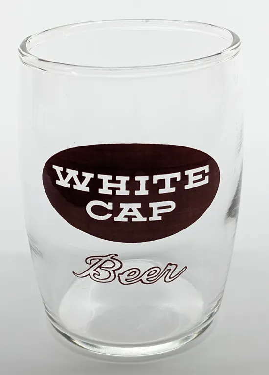 WHITE CAP BEER GLASS TWO RIVERS WISCONSIN DRINKING GLASS