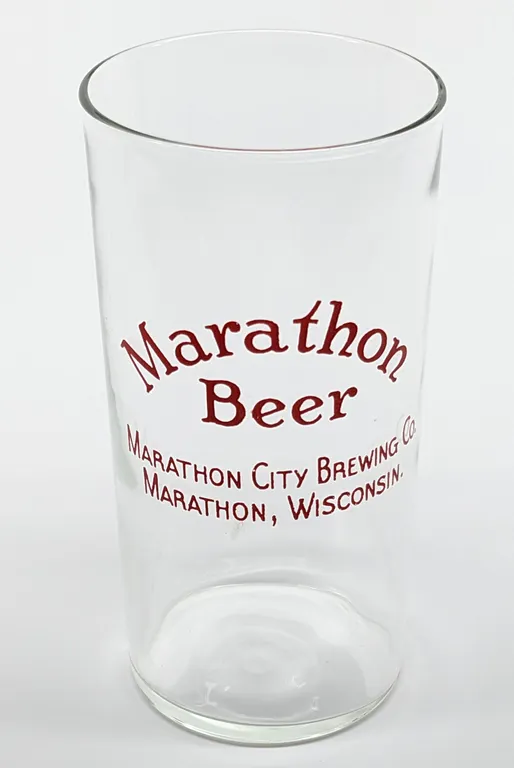 MARATHON CITY BREWING CO WISCONSIN BEER DRINKING GLASS