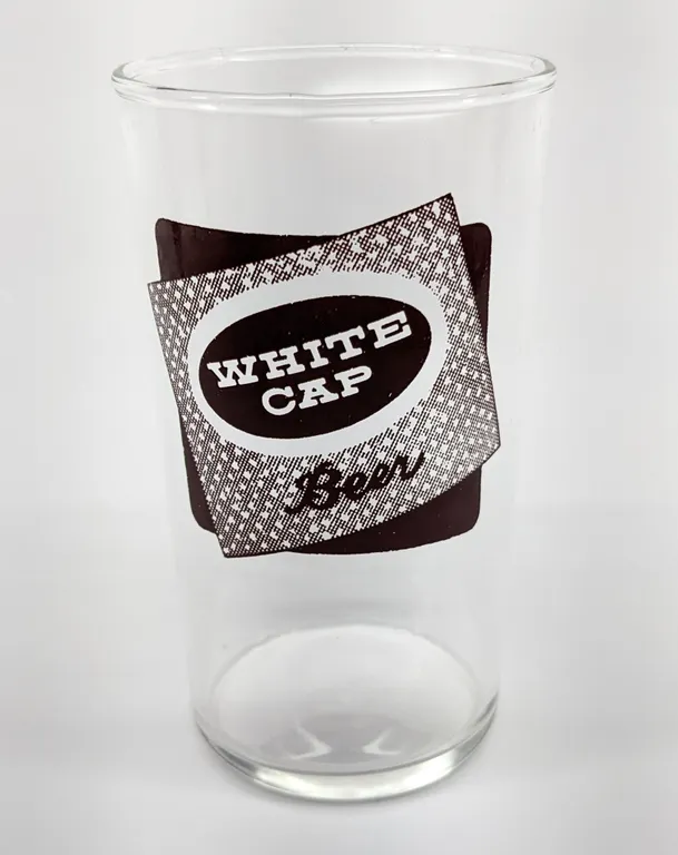 WHITE CAP BEER TWO RIVERS WISCONSIN DRINKING GLASS