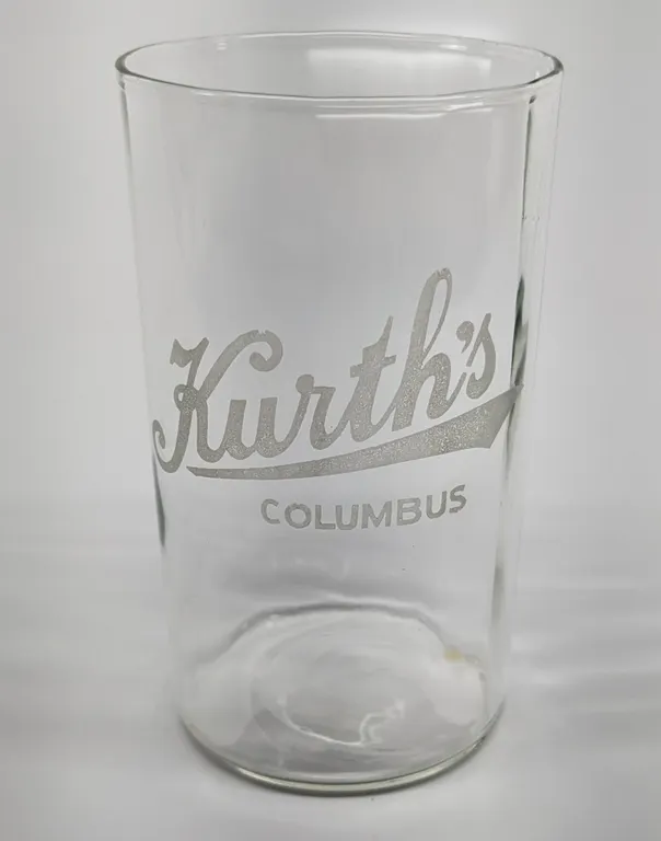 KURTH'S BEER COLUMBUS WISCONSIN ETCHED DRINKING GLASS