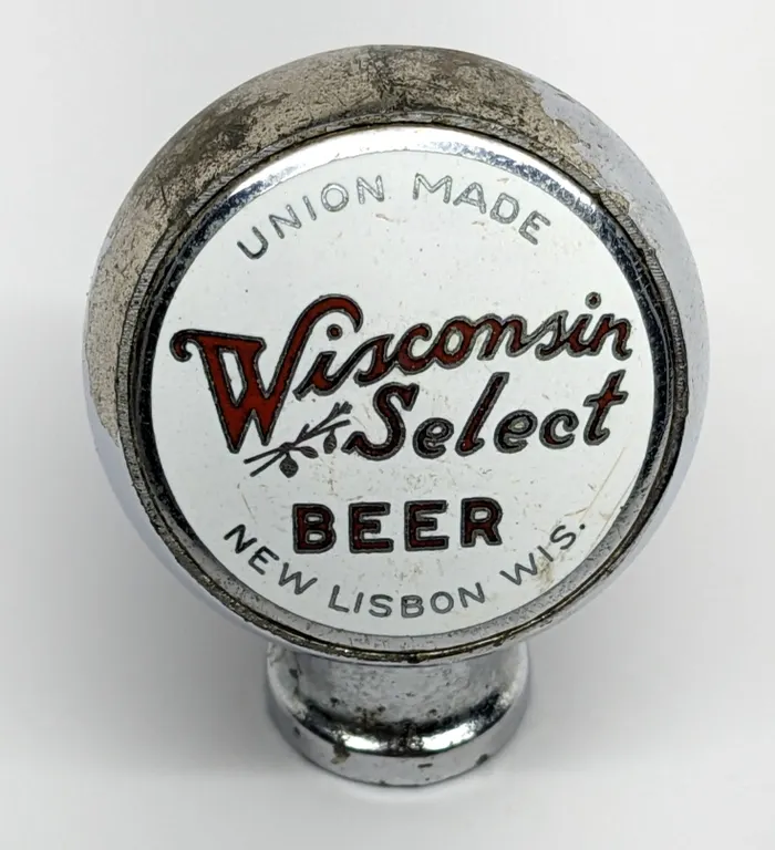 BALL TAP KNOB HANDLE UNION MADE WISCONSIN SELECT BEER NEW LISBON WISCONSIN