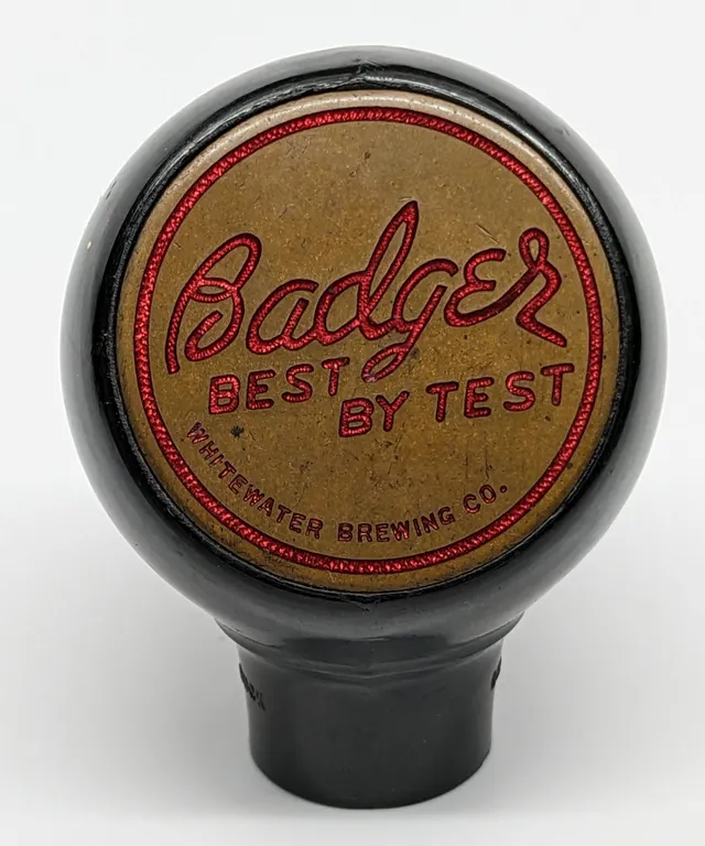 BALL TAP KNOB HANDLE BADGER BEST BY TEST WHITEWATER WISCONSIN (GREEN DUCK)