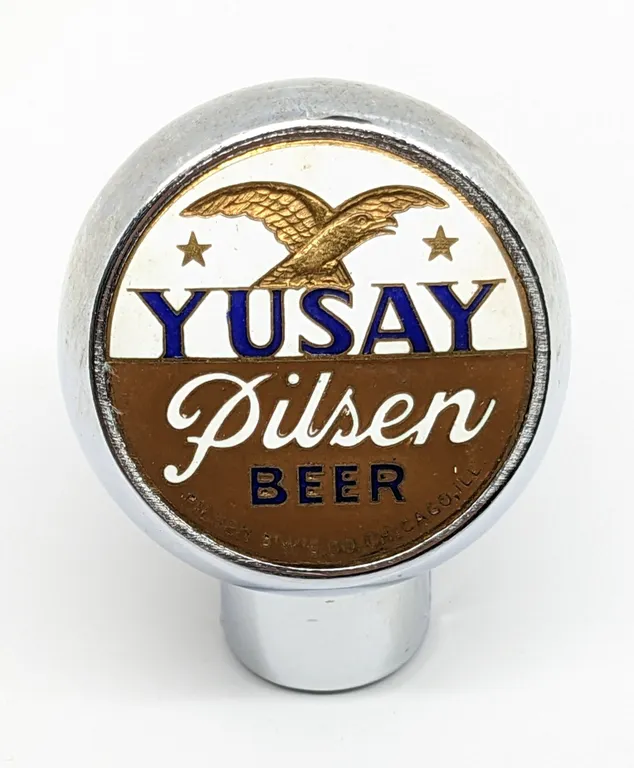 BALL TAP KNOB HANDLE YUSAY PILSEN BEER CHICAGO ILLINOIS (ROBBINS)