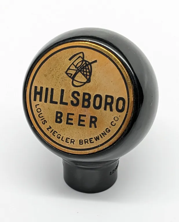 BALL TAP KNOB HANDLE HILLSBORO BEER LOUIS ZIEGLER BREWING CO WISCONSIN (GREEN DUCK)