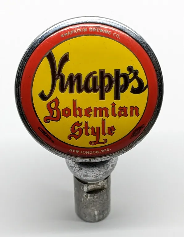 BALL TAP KNOB HANDLE KNAPP'S BOHEMIAN STYLE BEER NEW LONDON WISCONSIN (TIN CAN STYLE)