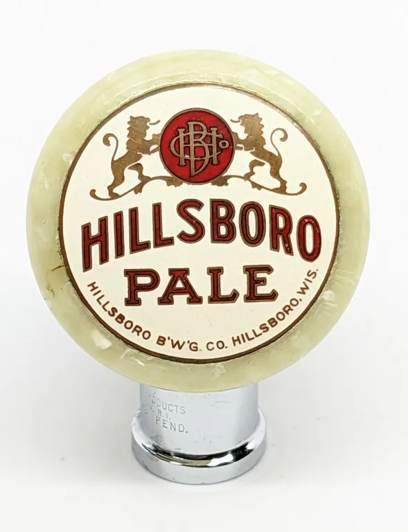 BALL TAP KNOB HANDLE HILLSBORO PALE BEER WISCONSIN (GEN PRODUCTS)
