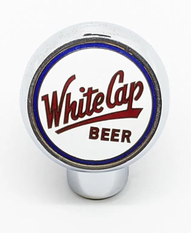 BALL TAP KNOB WHITE CAP BEER TWO RIVERS WISCONSIN (ROBBINS)