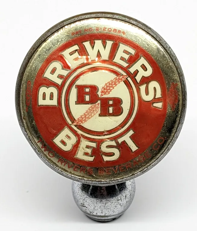 BALL TAP KNOB HANDLE BB BREWERS BEST TWO RIVERS BEVERAGE CO WISCONSIN (TINS CAN STYLE)