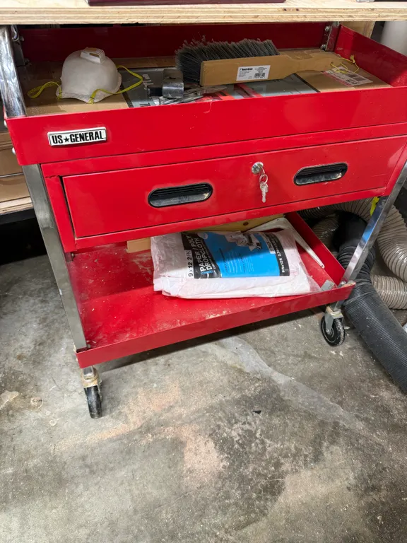 U.S. General Rolling Tool Cart / Workstation with Locking Drawer