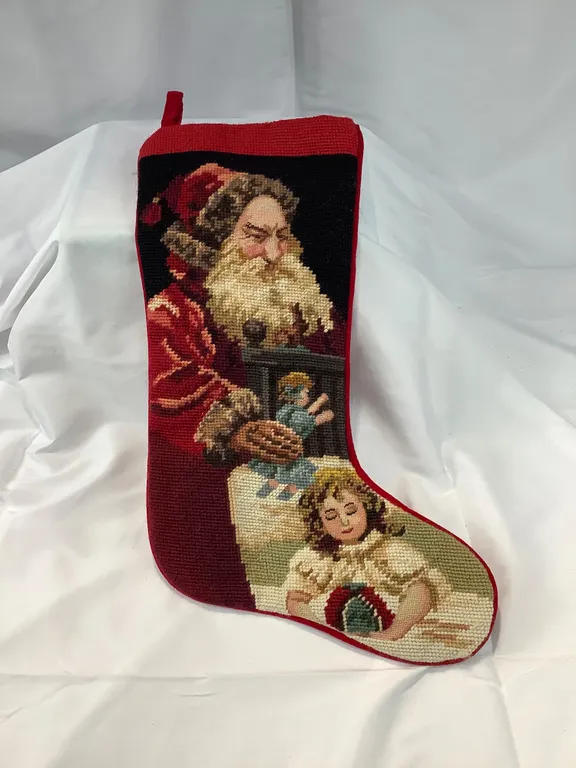 Vintage Needlepoint Christmas Stocking