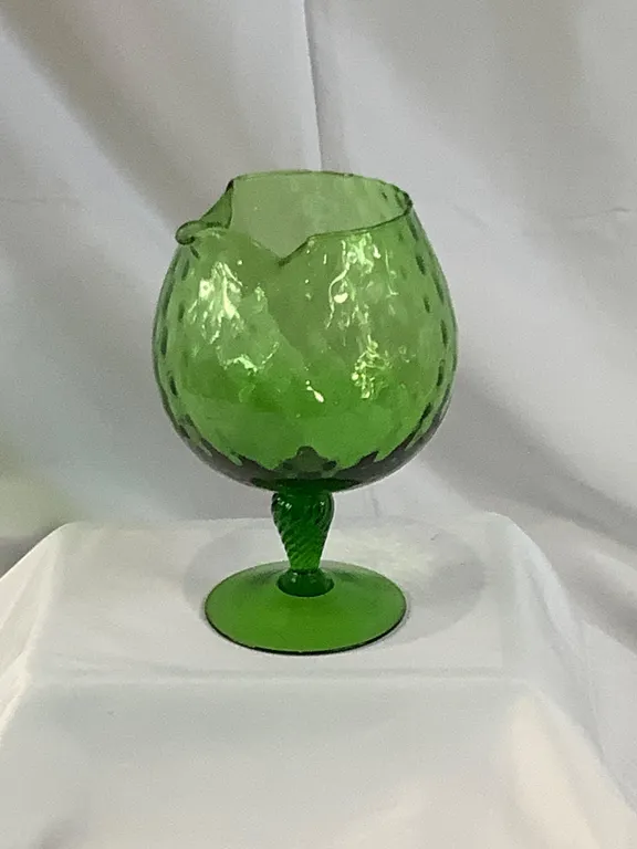 Vintage Green Glass Drink Pitcher