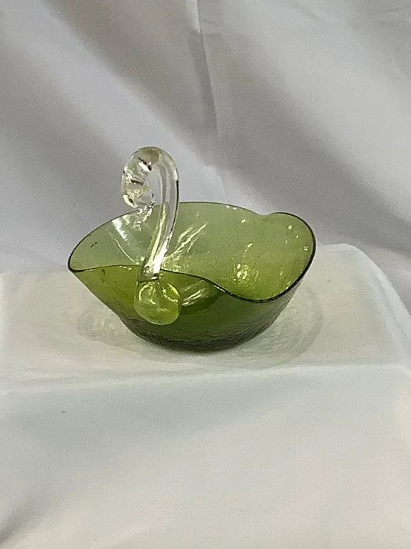 Vintage Green Glass Swan