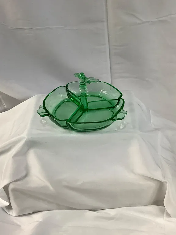 Depression Glass Divided Candy dish