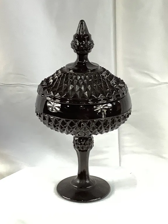 Black Indiana Glass Covered Dish