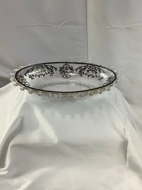 Heisey Lariat Silver Overlay Round Dish