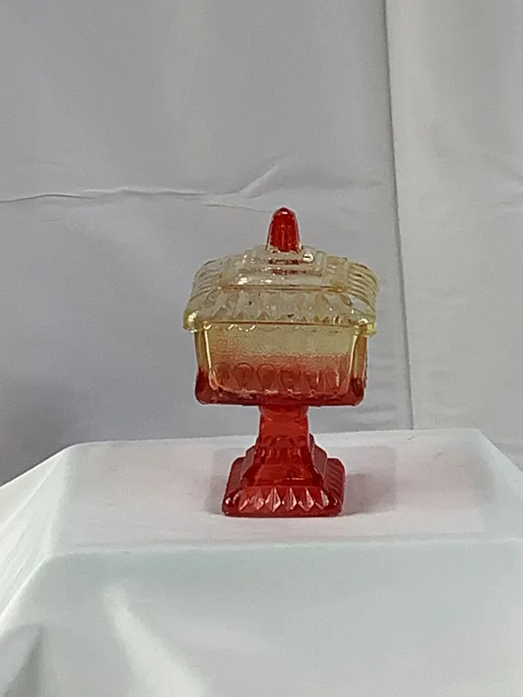 Vintage Jeanette Glass Square pedestal candy dish