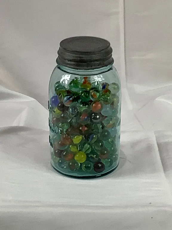 Vintage Jar with Marbles
