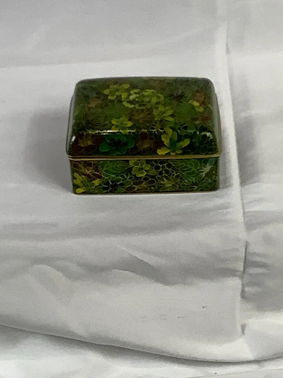 Square Green Cloisonne Jewelry Box