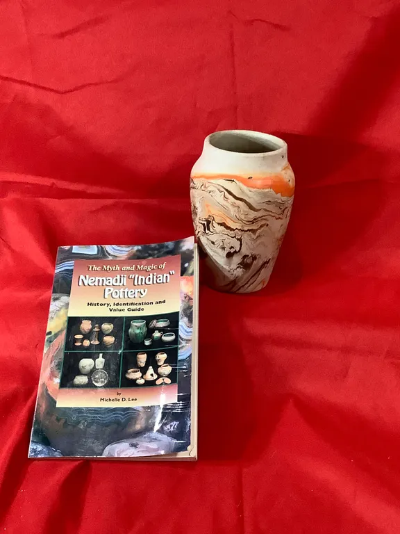 Vintage Nemadji USA Pottery Clay Swirl Vase