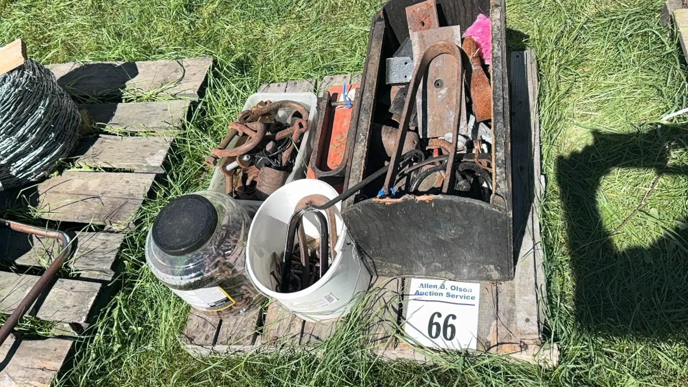 CLEVISES, CHAIN & ASSORTED METAL PIECES