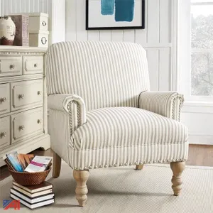 DHP Jaya Antique Beige Stripe Linen Accent Chair