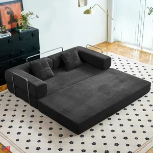 81.6" King-Size Convertible Sleeper Sofa Bed with 2 Pillows