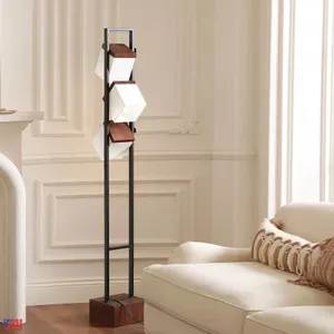 George Oliver 67.5'' Walnut Tree Floor Lamp With Remote Control & 3 Bulbs