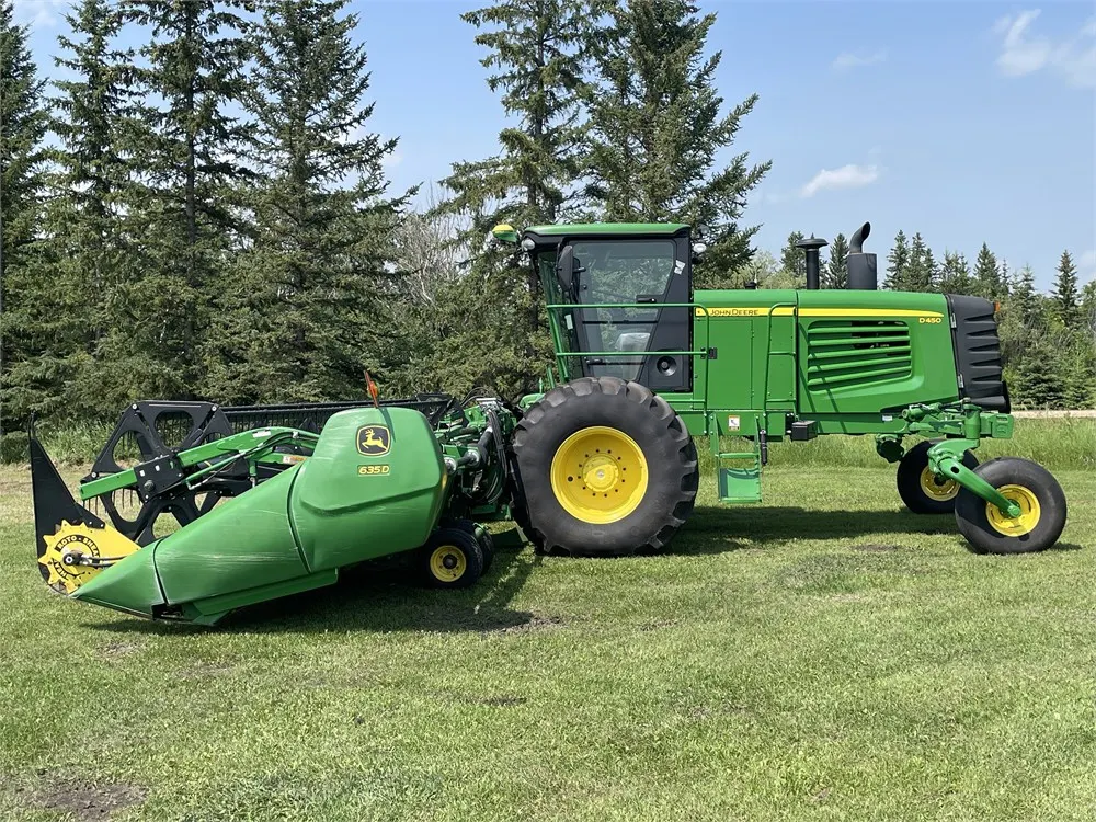 2012 JOHN DEERE D450 Swather w/ 2012 JD 635D Draper Header, ONLY 384 Header Hrs