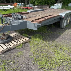 Tandem axle heavy duty trailer, 8' x 22', 7000 lb axles, heavy duty winch with remote, winch needs some repair and some cable removed, lights & electr