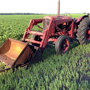 NUFFIELD Universal 4 diesel tractor. 3pt. Easy starting, Running condition. New rear rubber, comes with front end loader and bucket, two prong bale fo