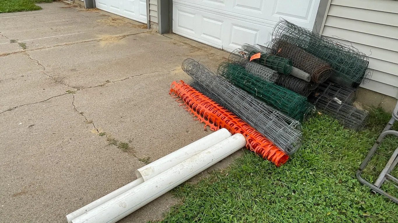 Rolls of Wire Fence, Snow Fencing, and PVC Pipe