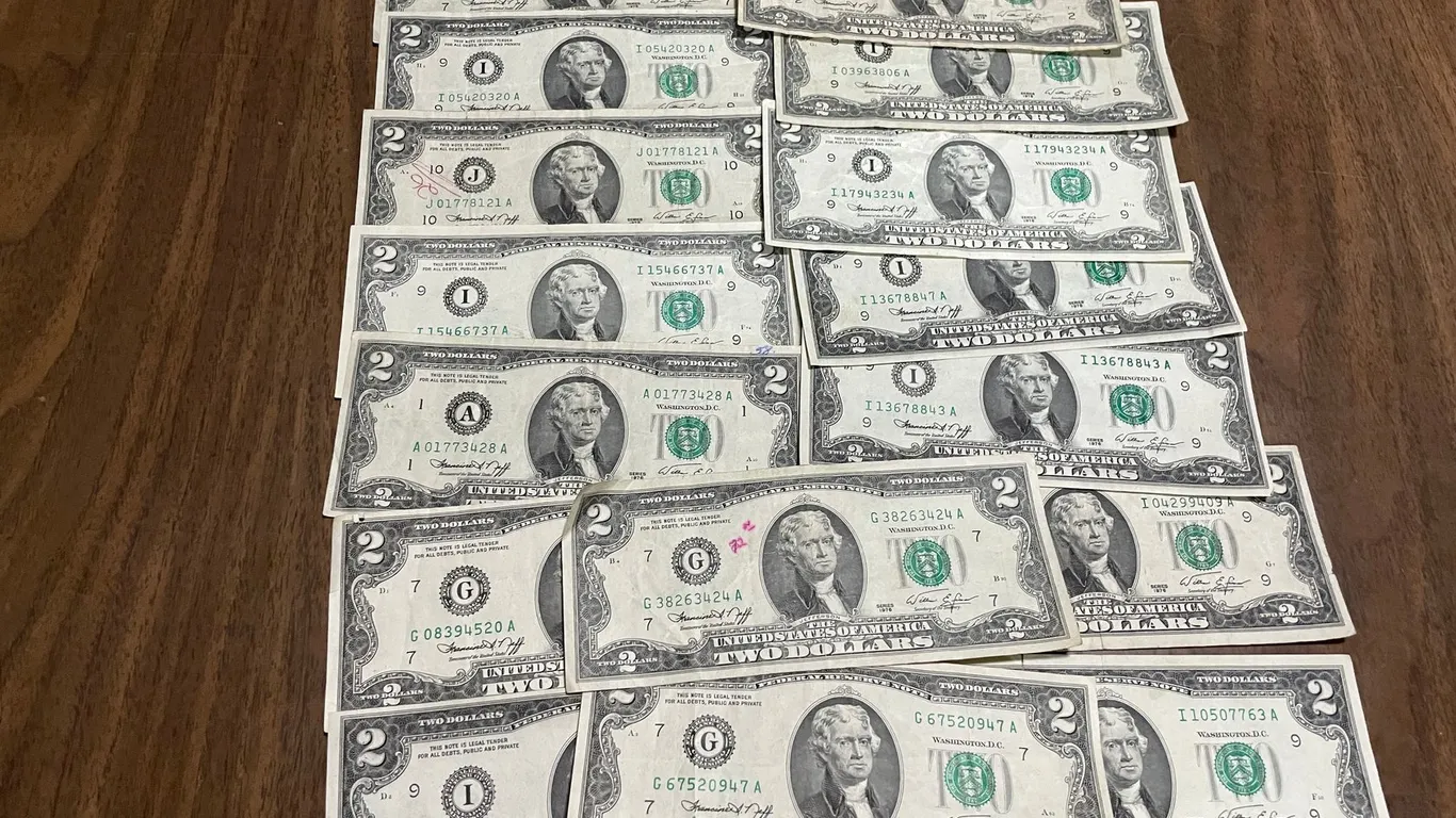 (16) Two Dollar Bills