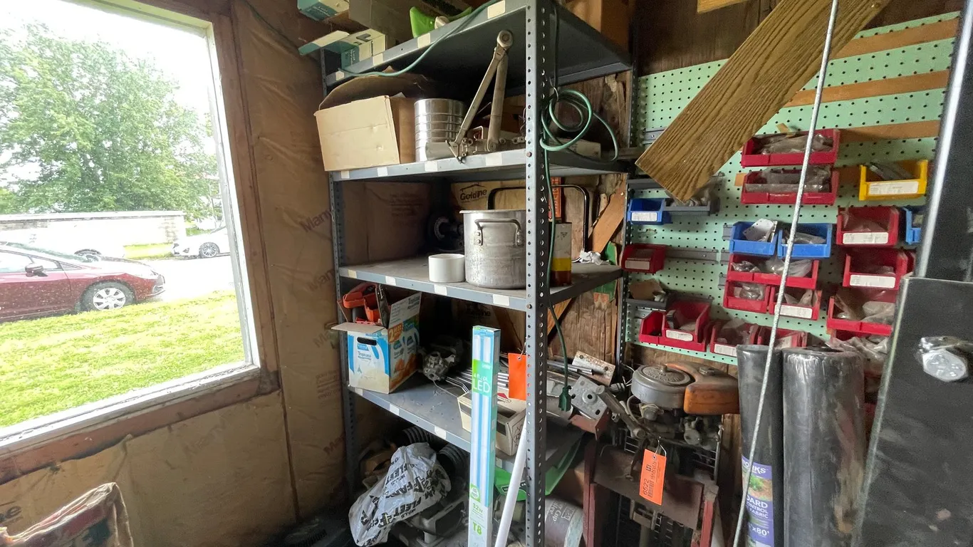 Metal Shelf and Contents