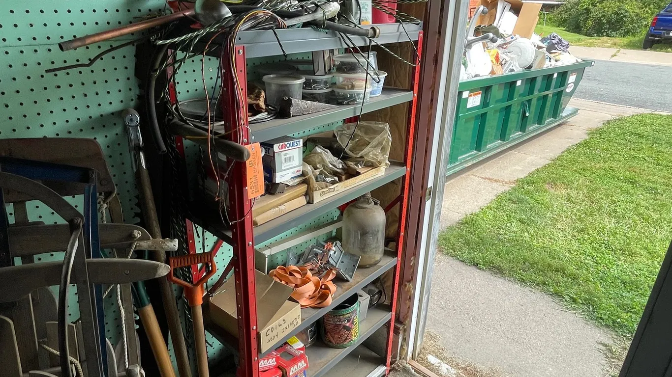Metal Shelf and Contents
