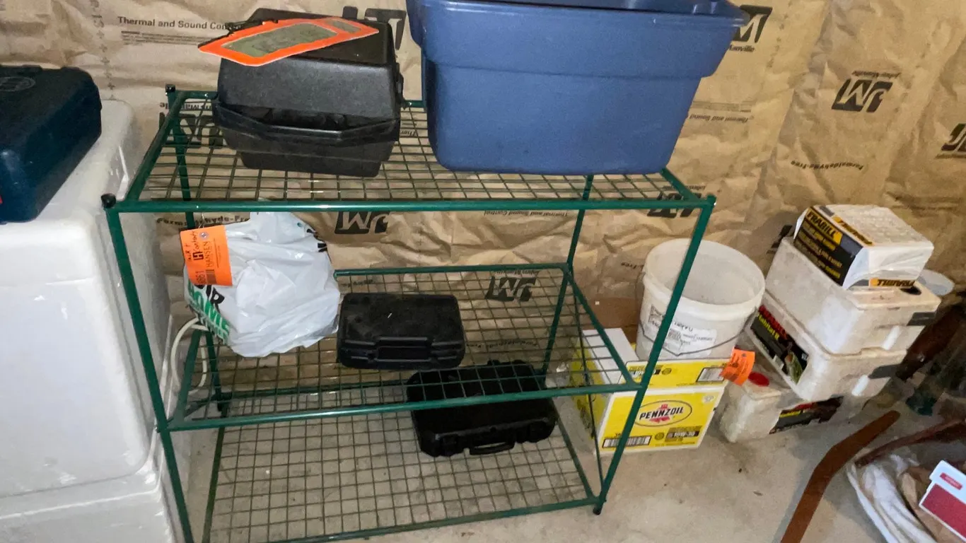 Metal Rack and Contents