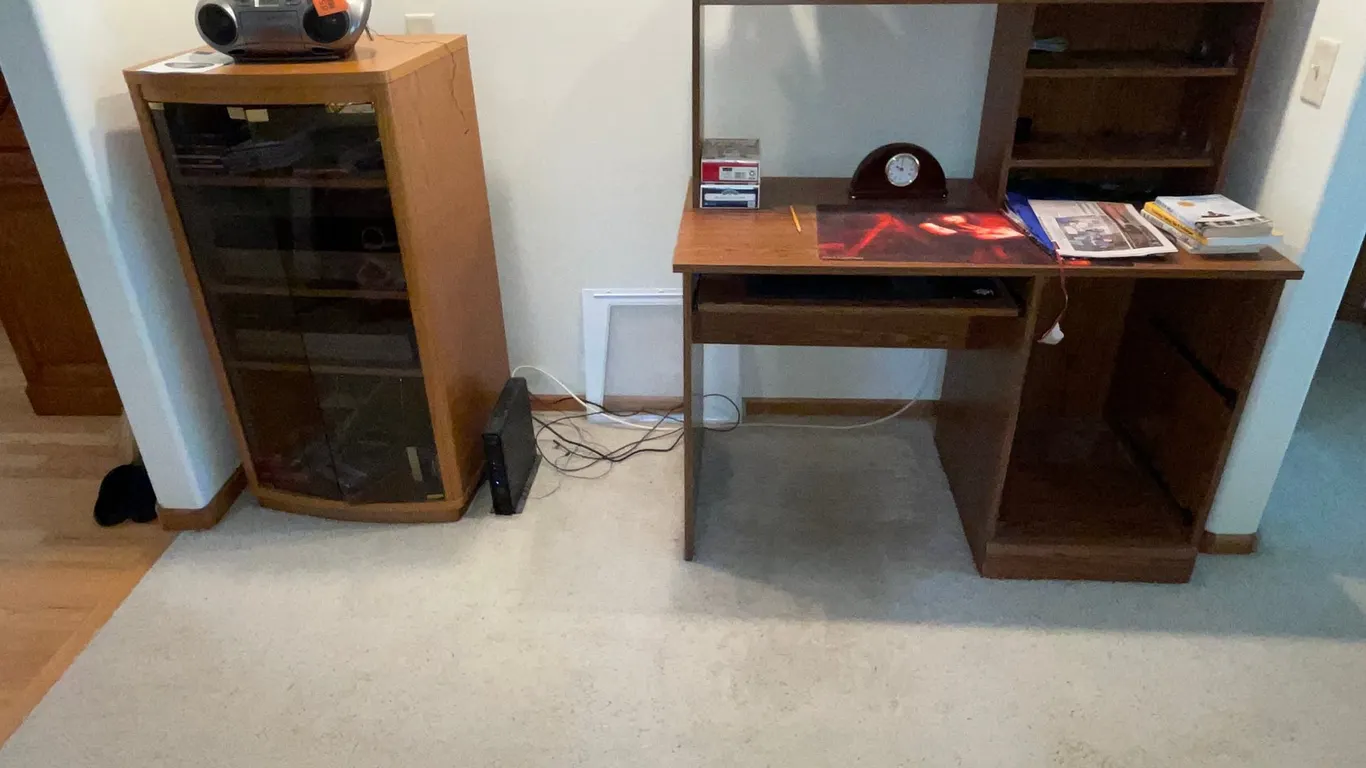 Wooden Entertainment Center and Wood Desk