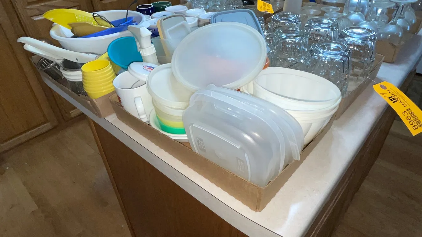 Assortment of Mugs and Storage Containers