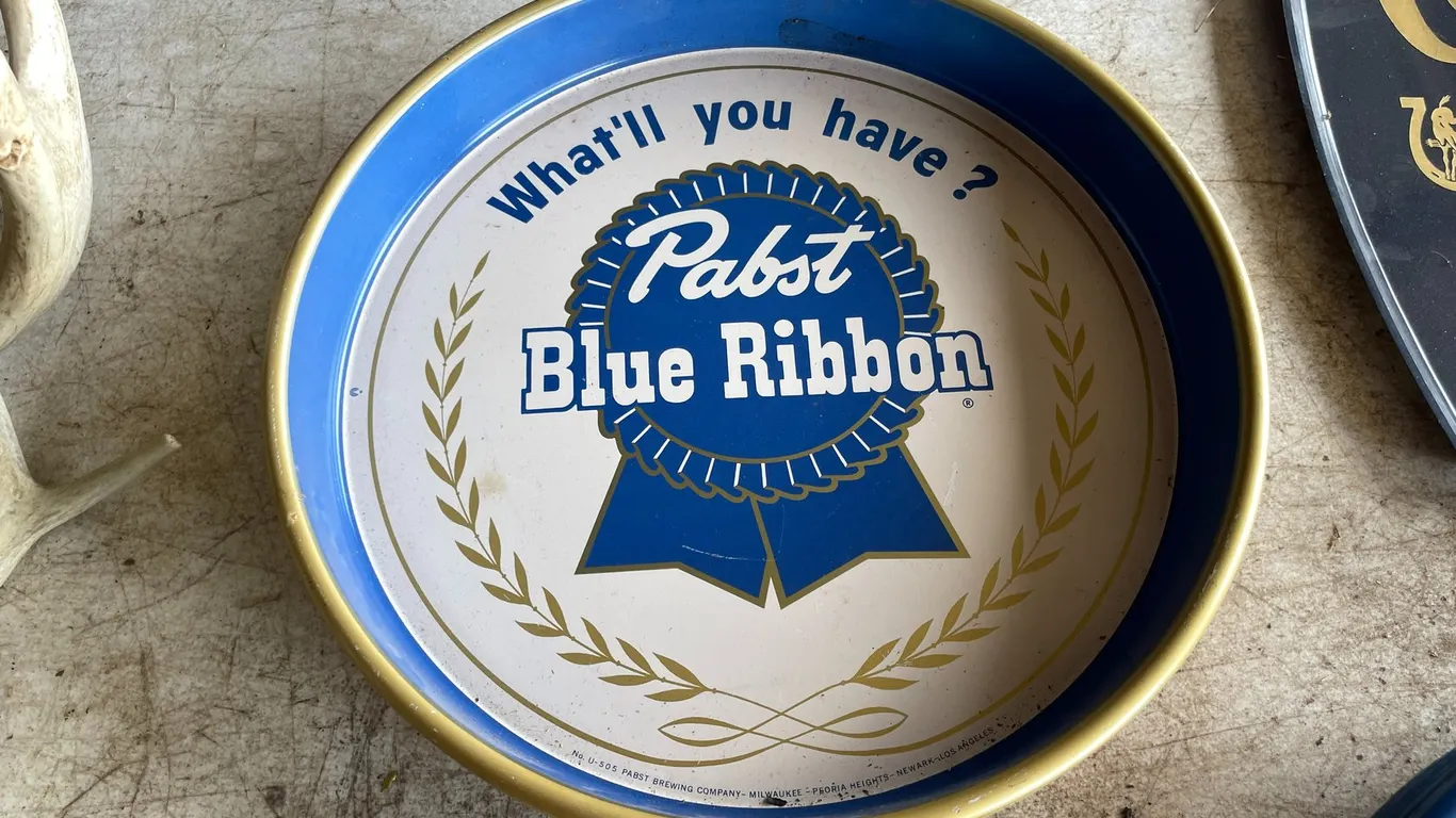 (3) Metal Pabst Blue Ribbon Trays