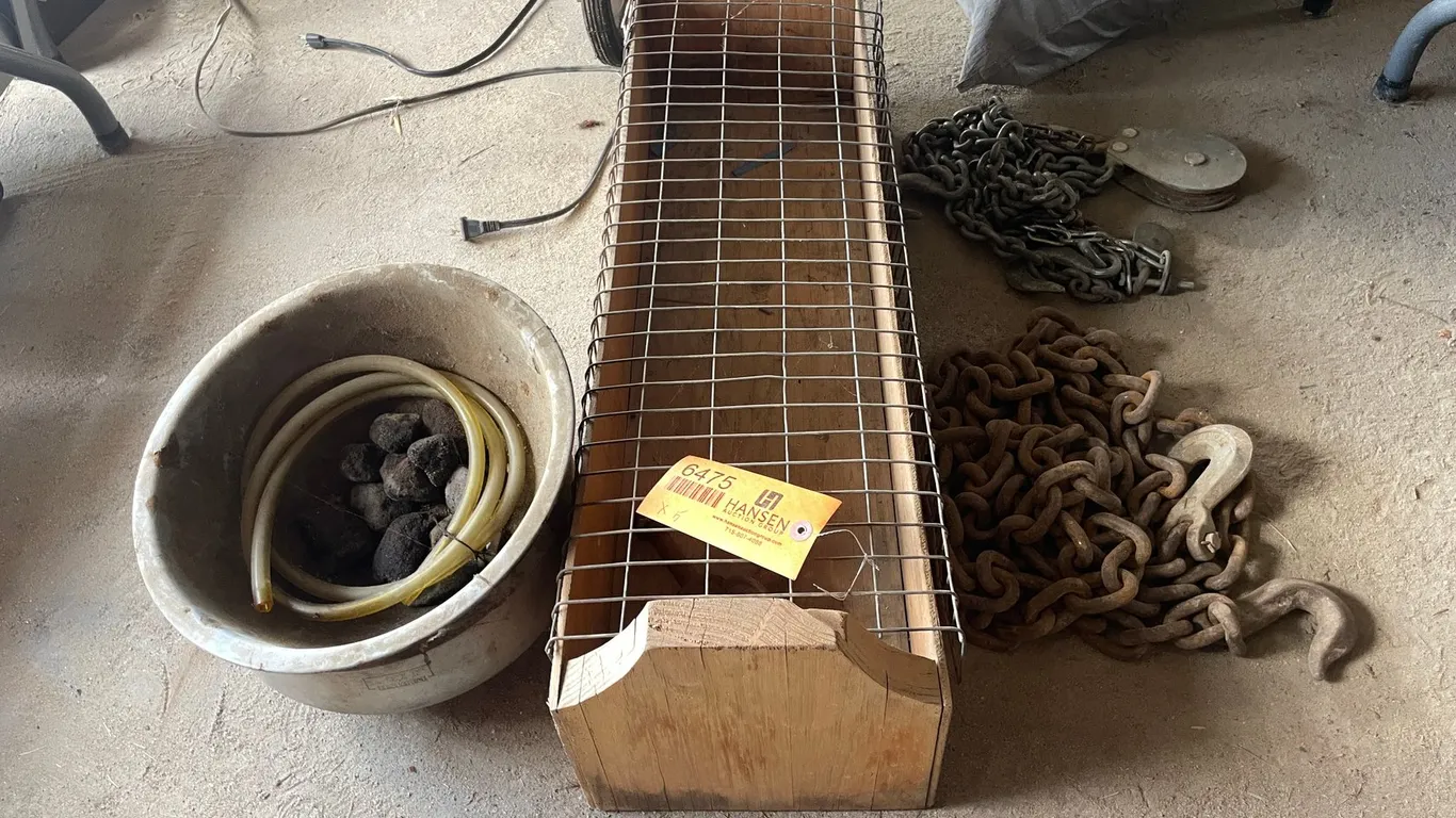 (2) Logging Chains, Cast Iron Bowl, and Live Trap