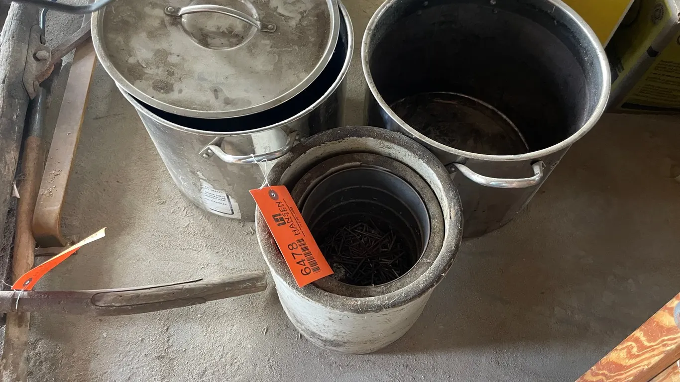 (2) Stainless Steel Stock Pots and (2) Ceramic Crocks