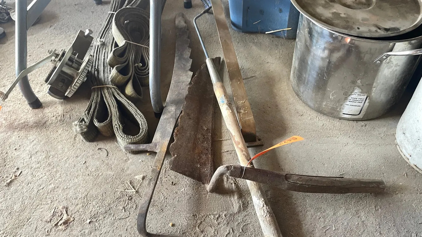 (3) Vintage Hand Tools and Brass Hanging Bar