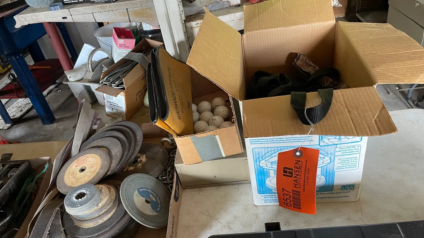 Deer Stand Ratchet Straps, Money Box, and Grinding Wheels