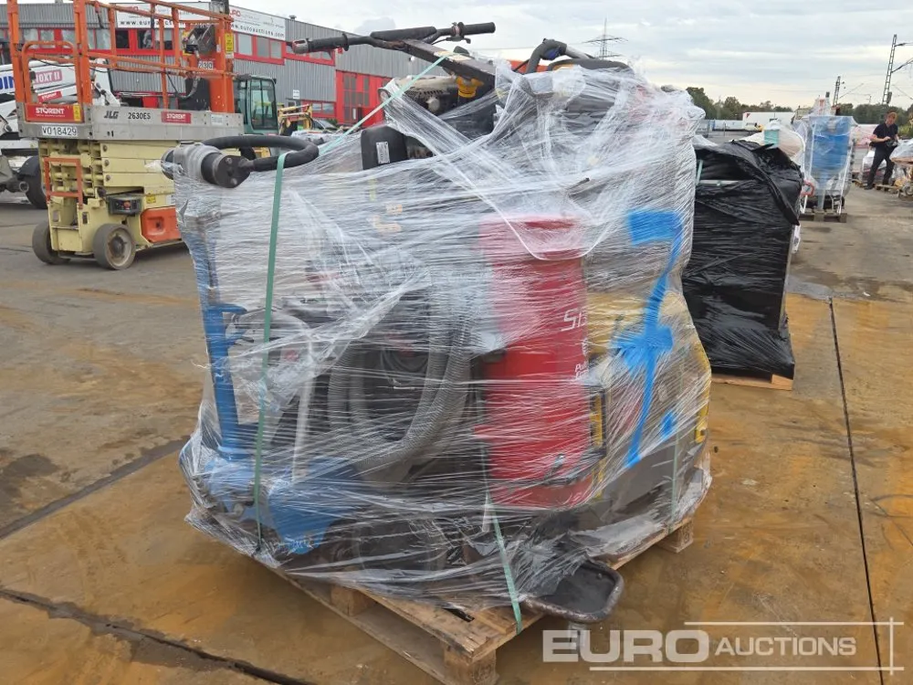 Pallet of WeberCR3, Atlas Copco LG200 Compaction Plates, Tifon Power Trowel, SDMO TR3.6 Generator, PullmanErmator Dust Extractor,