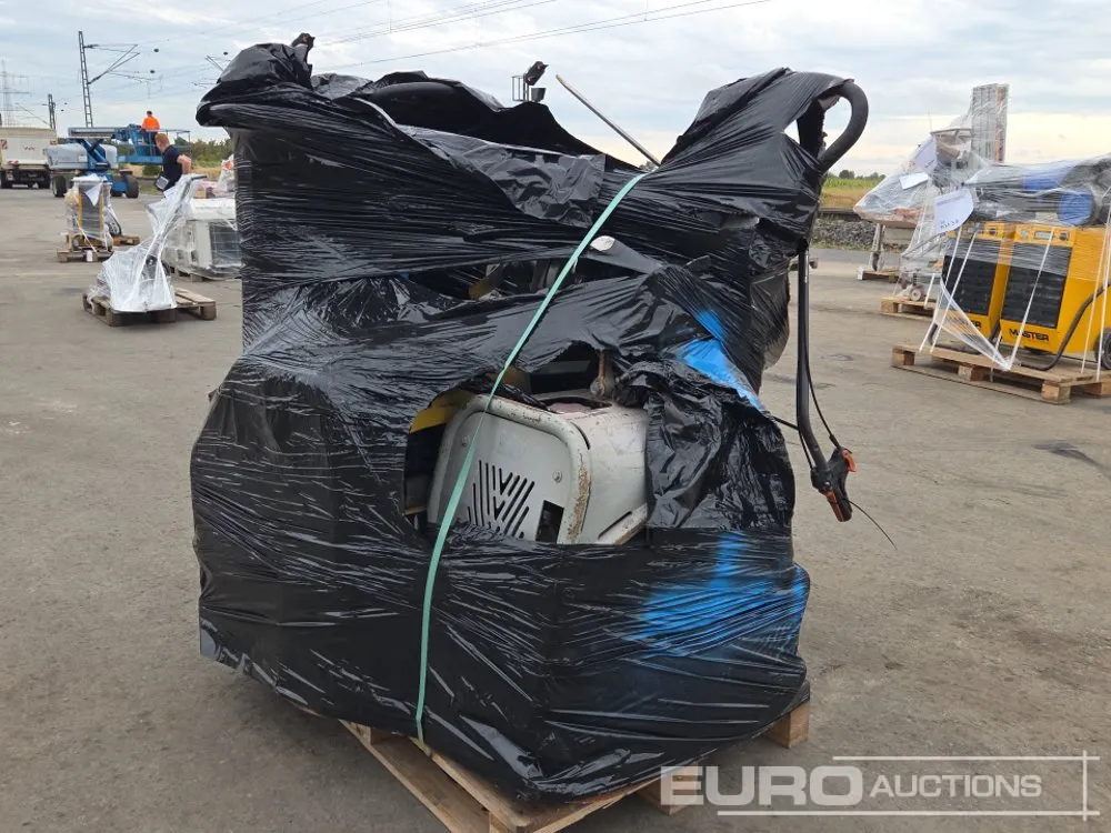 Pallet of Atlas Copco LG200B, Weber CR5+CR3 Compaction Plates (3 of), Husqvarna TF324 Petrol Tiller