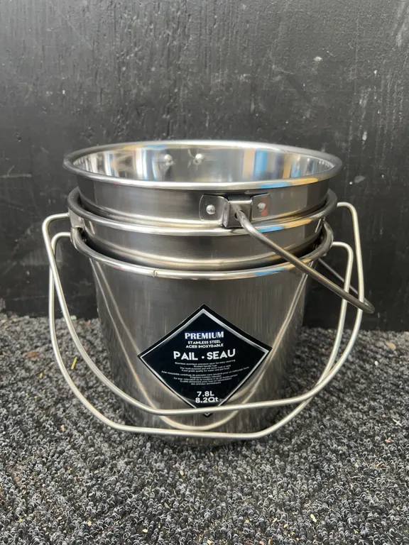 3 Premium Stainless Steel Pails 7.8L