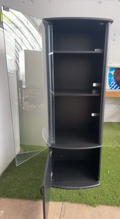 Black Display Cabinet With Glass Door and Shelves